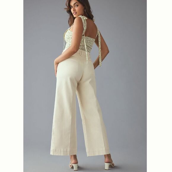 Anthropologie The Skipper Side-Zip High-Rise Crop Wide-Leg Jeans by Pilcro - Picture 2 of 5